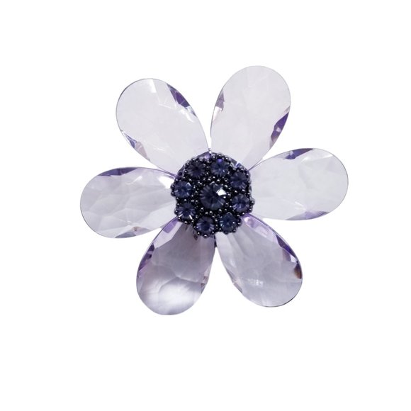 Extra Large Womens Purple Teardrop Crystal Flower Stretch Fashion Cocktail Ring - Picture 4 of 12